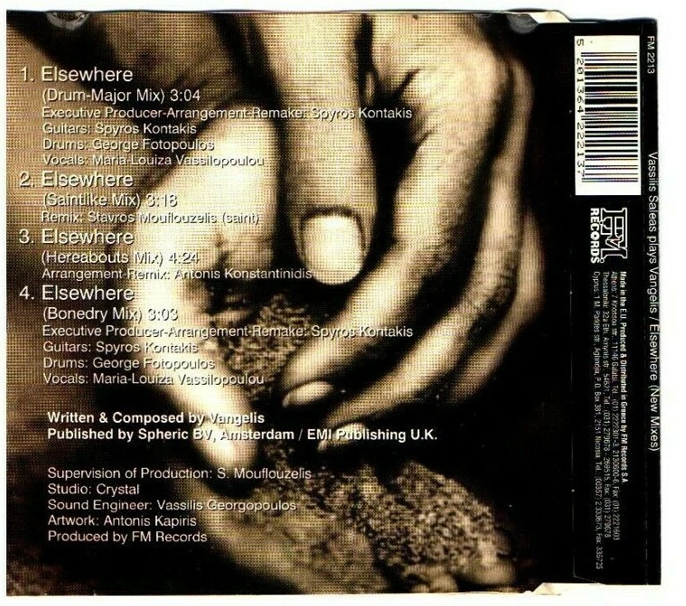 Vasilis Saleas Plays Vangelis - Elsewhere Mixes / Greek Music 4TR CD 1999 VG+ Foto 2 de 2