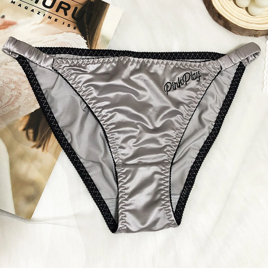 Lote de 5 piezas de bragas de satén sedoso sexy para mujer calzoncillos bikinis lencería ropa interior Foto 4 de 4