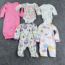 Lot of 5 newborn rompers long sleeve mixed brands: Wonder Nation Carters Gerber