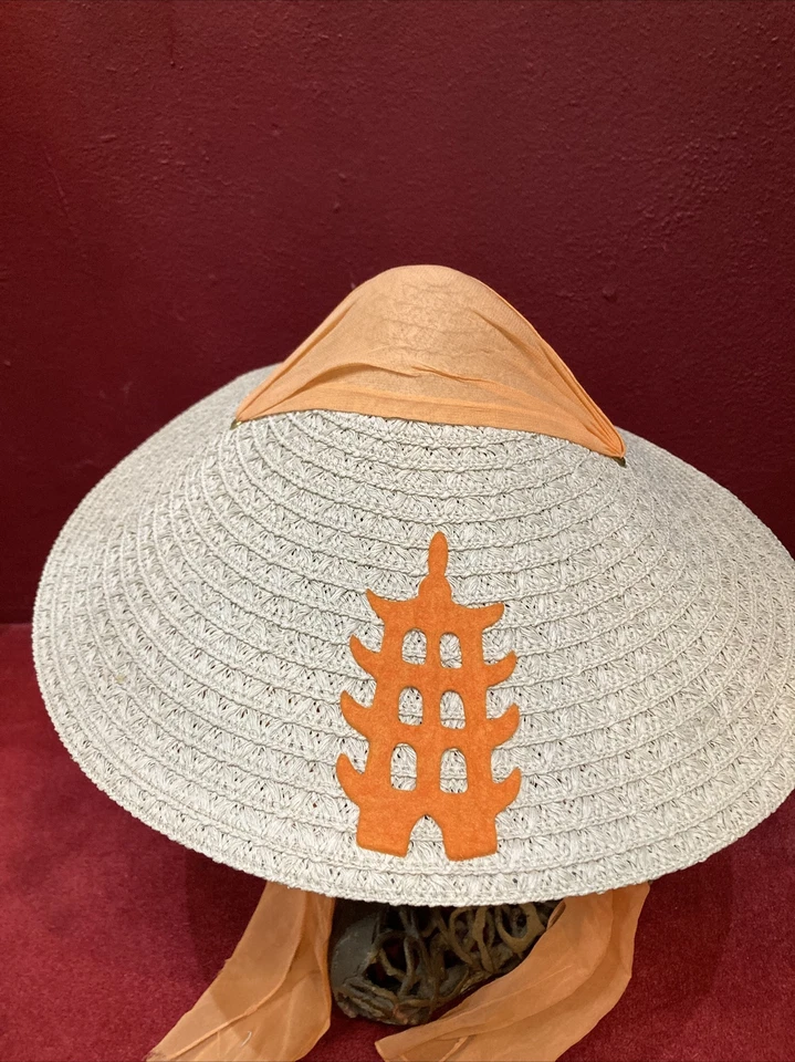 Vintage 1950s Straw Hat Cooley Saucer 1940s Wide Brim Beach - Image 3 of 4