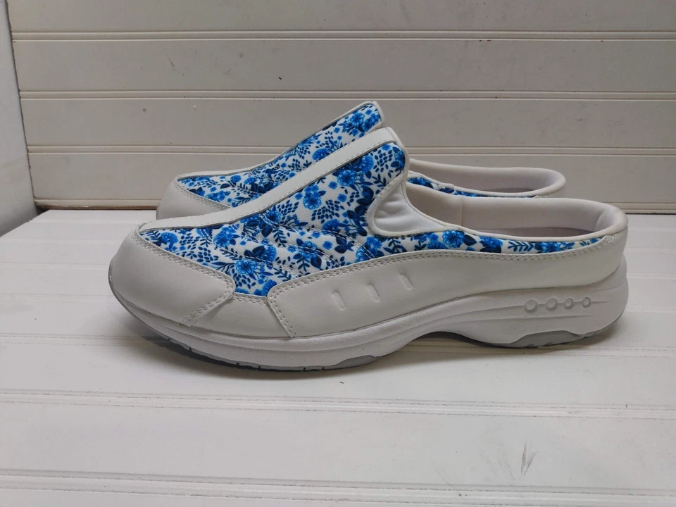 Sandalias para mujer Easy Spirit TRAVELTIME 11W azul blanco cuero mula Foto 2 de 4
