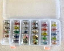 29 Diff Sets Unique Deco Brads + Storage Container w/ 30 Screw Top Containers
