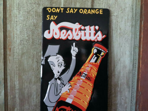 Geprägtes Nesbitts Professor Sag nicht orange Emaille Flaschenschild Größe 23" x10" - Bild 2 von 5