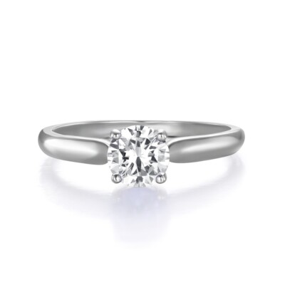 Damen Sterling 925 Silber Brillantschliff weißer Saphir Solitär Ring Größe U