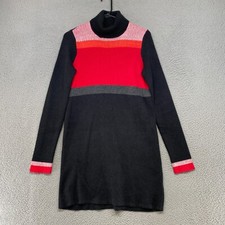 Free People Sweater Dress Womens XS Turtleneck Winter Break Colorblock Black Red