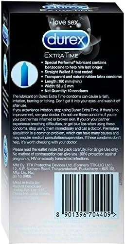 Durex Extra time Condom 10s 1 Box Fast & Free Shipping - Picture 2 of 3