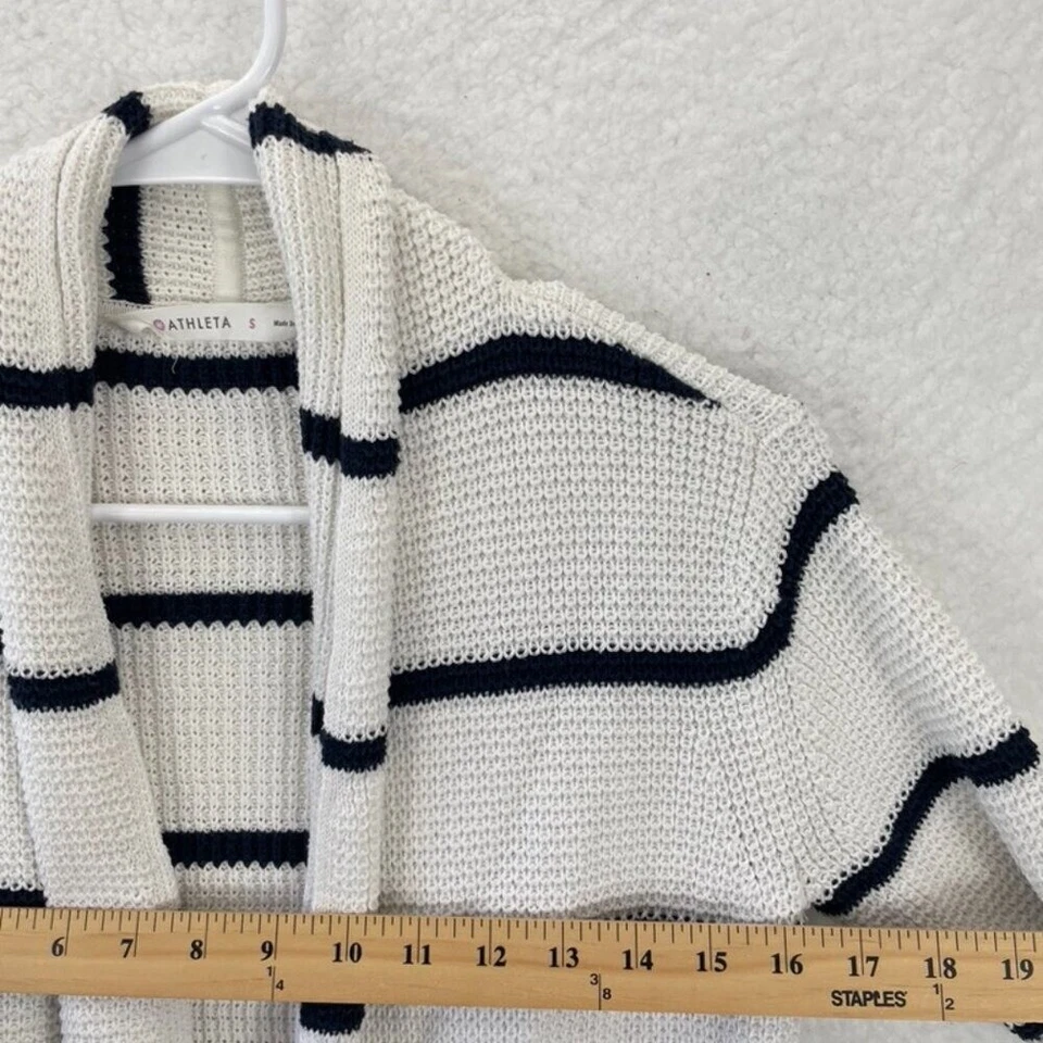 Athleta Highlands Wrap Cardigan Sweater Women’s Size S White Black Striped - Image 4 of 4