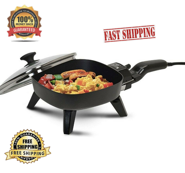 Non Stick SKILLET, 7" Mini electric Fry Pan w/ Glass Lid Black NEW eBay