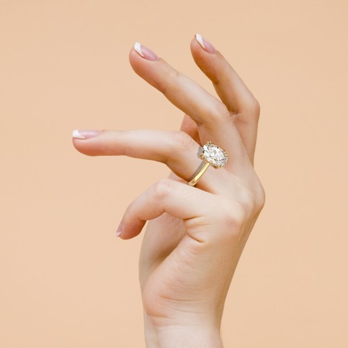Oval Solitaire Labgrown Diamond Engagement Ring 18k Yellow Gold 7.00 Ct - 第 10/23 張圖片