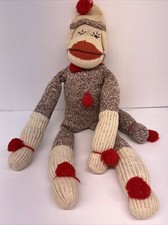 Vintage Sock Monkey Classic Brown Red Lips 17" Tall 1950's