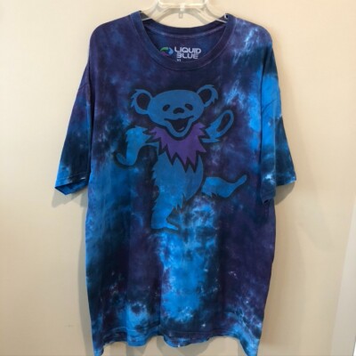 Liquid Blue Women s Blue/Purple Tye Die Grateful Dead Bear T-Shirt Sz XL (E2108)