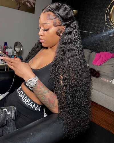 360 Full Lace Front Curly Wig 4-50 Inch Remy Deep Wave Echthaarperücke für Damen - Bild 8 von 16