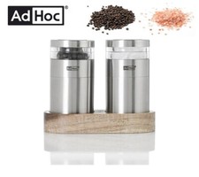 SET 2 MACINA SALE E PEPE MANUALI IN ACCIAIO INOX CON BASE IN LEGNO D'ACACIA