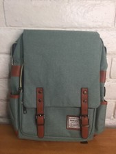 Laptop Backpack w/ USB Charging Port Water Resistant Green Fits 15.6 Inch Laptop