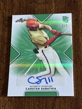 CARSTEN SABATHIA 2021 Leaf Perfect Game GREEN SHIMMER Autograph #1/1 GA Tech