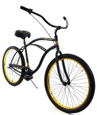 Beach Cruiser Bicycle Cobra Classic Men Black Bike with 26x3.0 tire