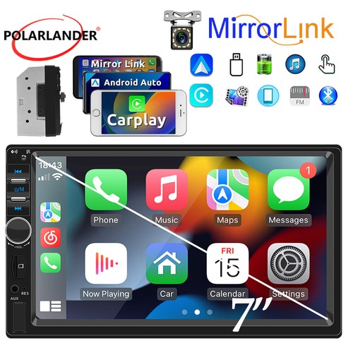 7" CarPlay Android Auto Touchscreen Autoradio Stereo Mirror Link 2 DIN FM Kamera