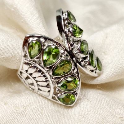 Boho Butterfly Ring in 925 Sterling Silver, Natural Gemstone Statement Ring