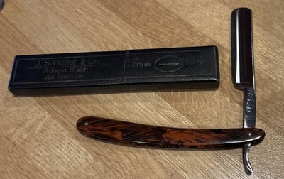 Vintage J.S. Holler & Co Straight Razor Original Case   Solingen Germany c1900
