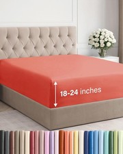 Extra Deep Full Fitted Sheet - Hotel Luxury Single Fitted Sheet Only - Easily...
