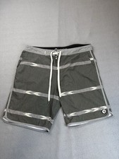Vuori Cruise Boardshort Mens 34 Stripe Drawstring Swim Trunks Green