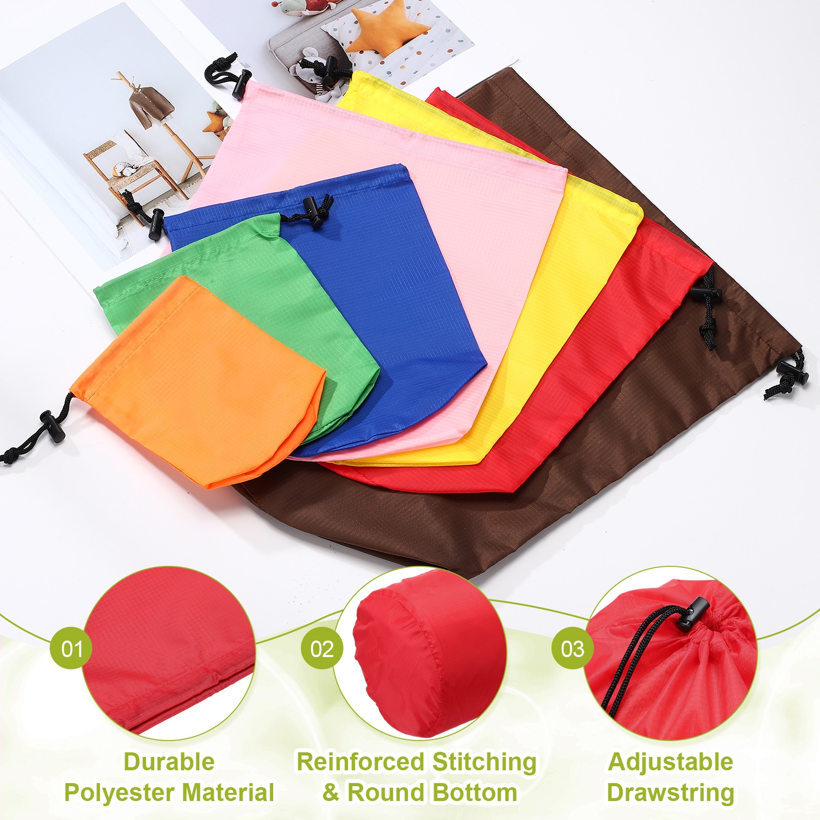 2Pcs Drawstring Bag Storage Bags 9x16