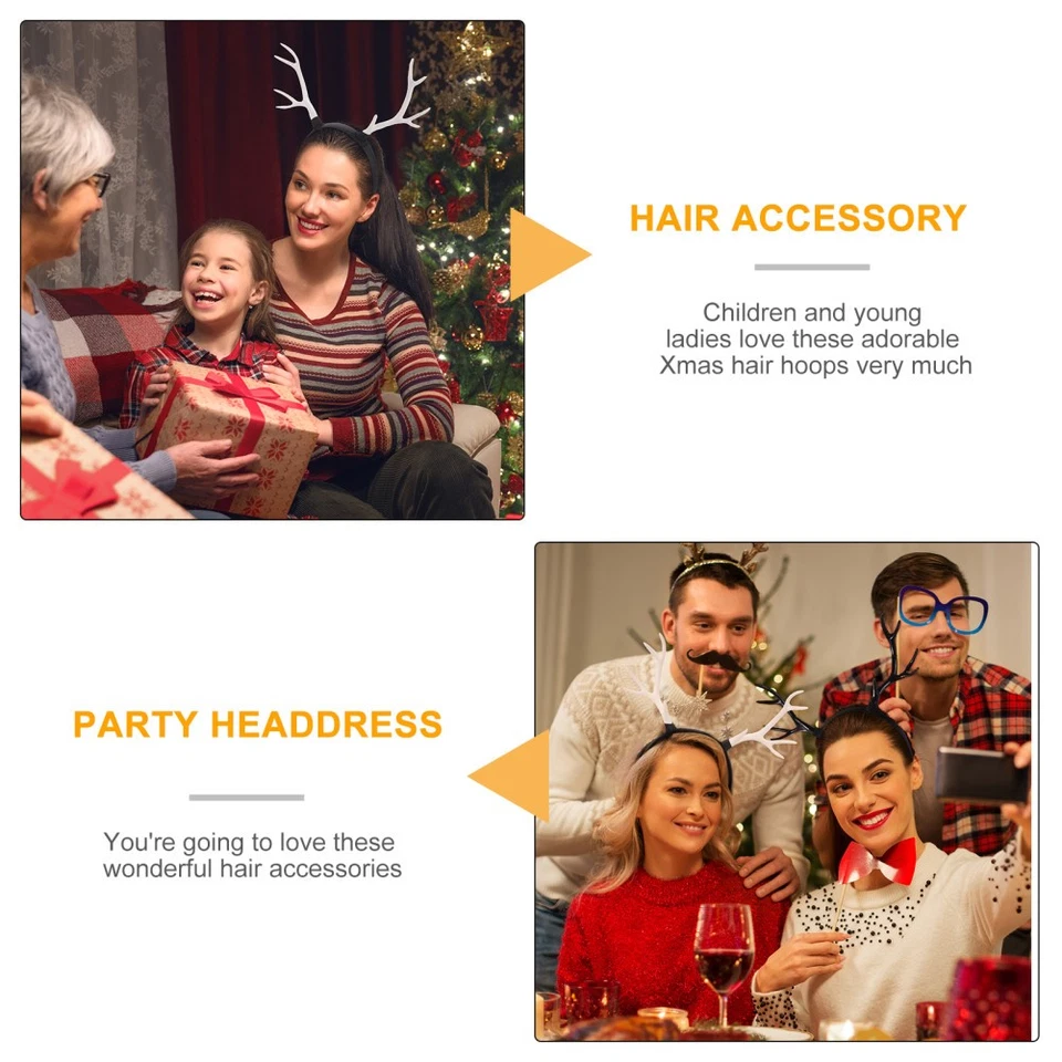Deer Costume Headband Headdress Headwear Christmas Hair Accessory - Image 3 of 4