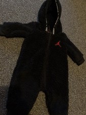Jordan Logo Black Fleece Hooded Zip Babygrow One-Piece Unisex Baby 3M