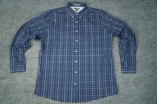 Eddie Bauer Shirt Mens TXL Blue Plaid Button Down Wrinkle Free Relaxed Fit