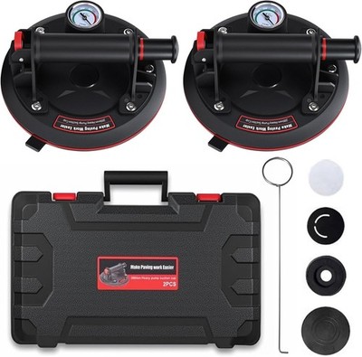 2 Stück Schwerlast 8'' Vakuum Saugnapf mit Manometer - 880 Pfund Tragfähigkeit
