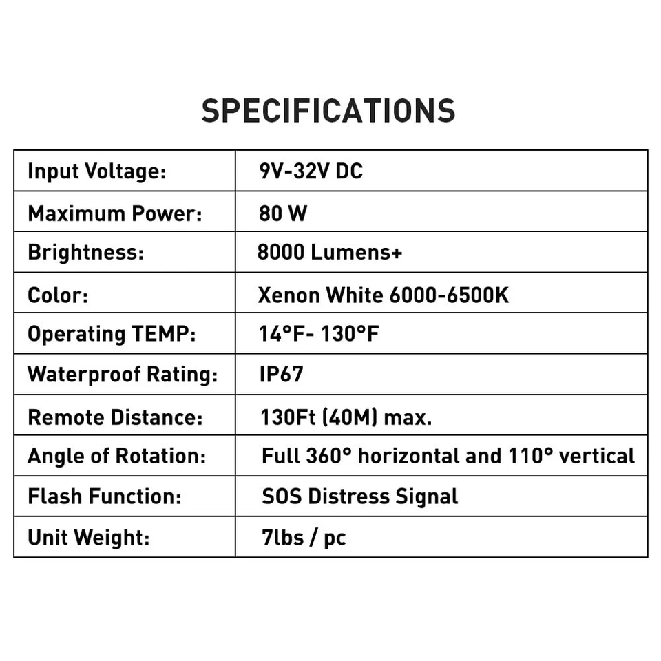 Foco Led 80W Proyector, Rotación 360° Rescate Luz Barco Foco con... Foto 4 de 4