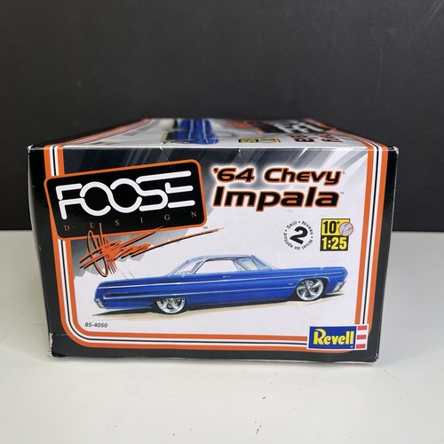 NUOVO Revell '64 Chevy Impala Foose Design 1/25 Kit #85-4050 SCATOLA APERTA Completo - Foto 7 di 8