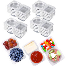Double Compartment Condiment Containers with Lids 32PCS small Plastic Reusable