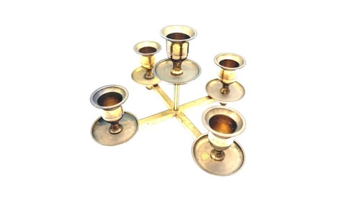 Vintage Centerpiece 5-Arm Brass Candle Holder - Picture 1 of 6