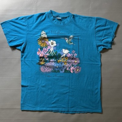 Vintage Late 90s Copper Mountain Wildflowers T-Shirt Size XL Stedman Puff Print