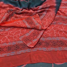 Indian Vintage Sari Pure Georgette Silk Printed Sarees 5Yd Craft Fabric Sewing