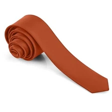 Men's Ties Solid Pure Color 1.58" (4CM) Plain Slim Necktie Skinny Burnt Orange