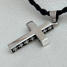 3D Sterling Silver 925 Cross Pendant, Handmade Christian Necklace, Gothic Gift