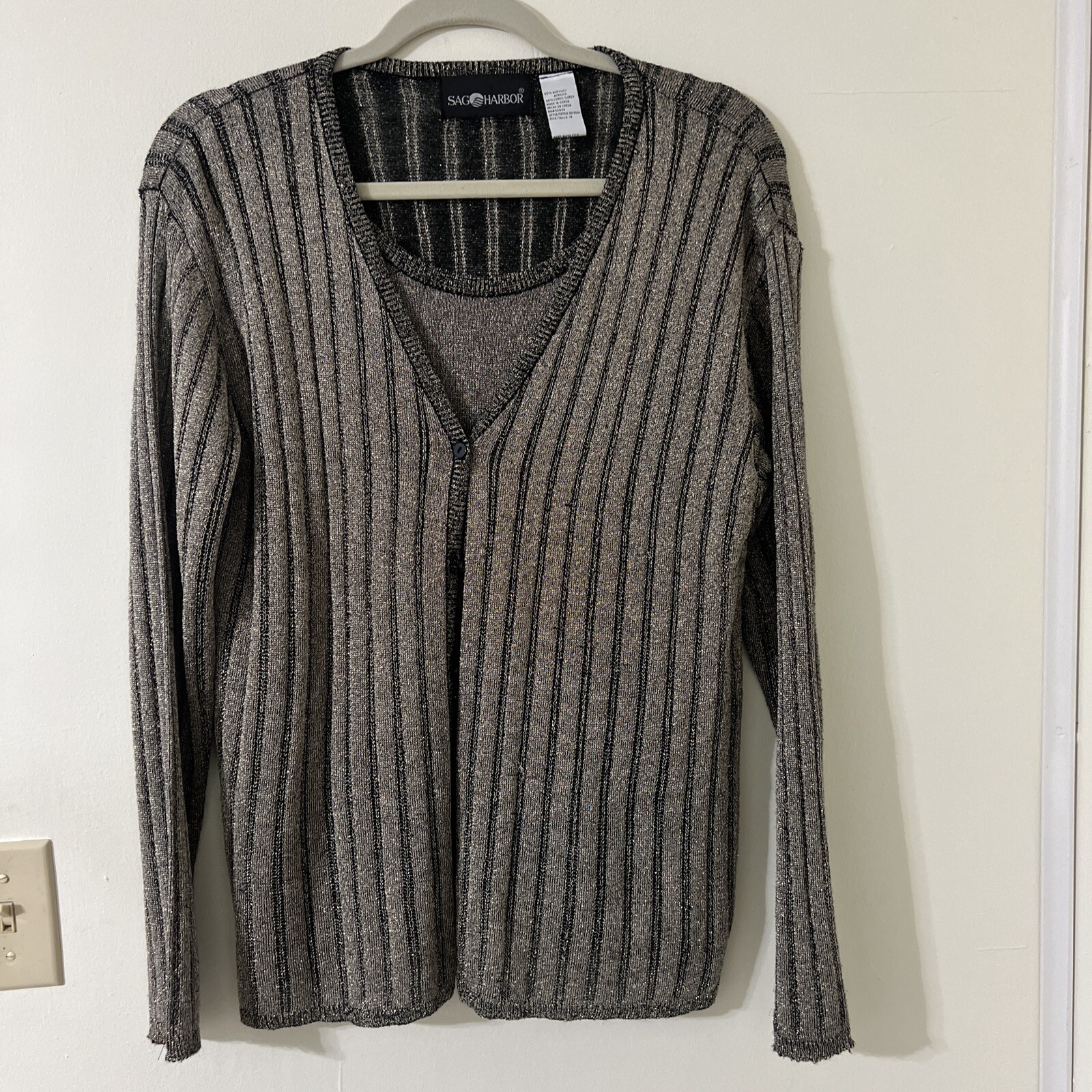 Sag Harbor Full Button Blouse Long Sleeve Built In Camisole Women's Size 18