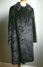 Laura Ashley Coat 8 Faux Fur Teddy Swing Retro Diva Glam 60s Black Vintage