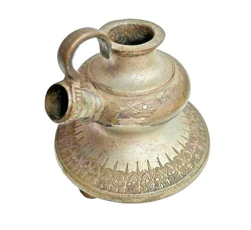 1920s Old Vintage Antique Brass Silver Plated Fine Engraved Beautiful Hukkah Pot - Picture 10 of 10