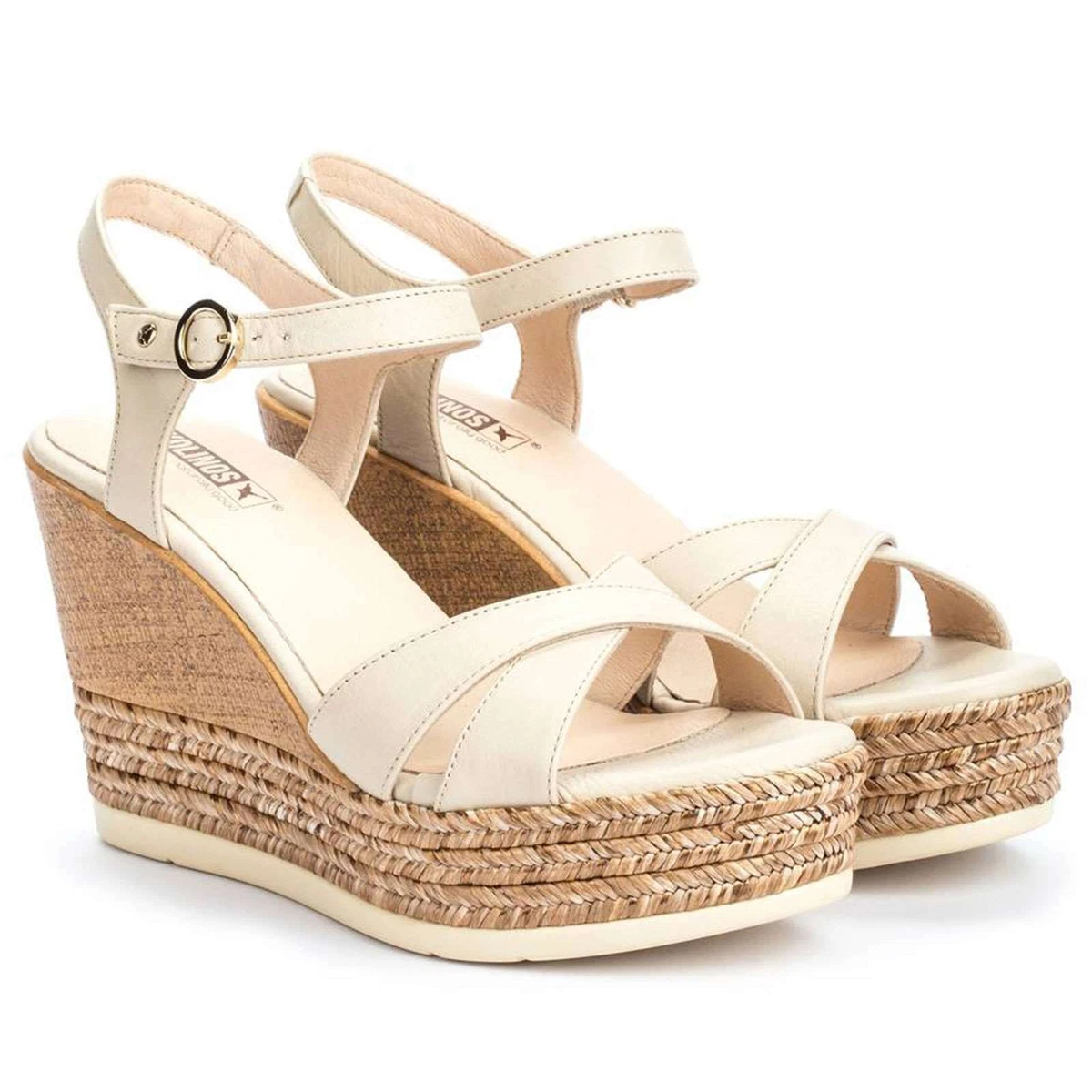 Pikolinos Women Shoes Alhambra Open Toe Wedges 4 Inches Heel Ankle Strap Sandals