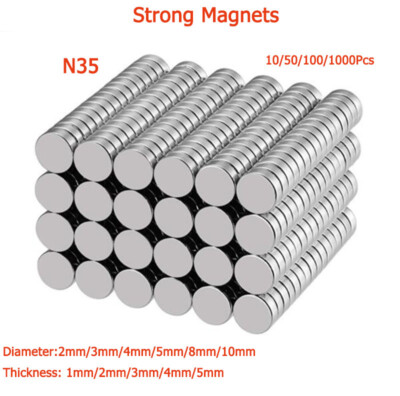 N35 Strong Magnets Rare Earth Disc NdFeB Magnets Round Craft Hobbies φ1mm-10mm