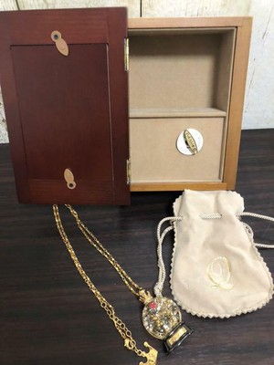 Disney Q Pot Collaboration Necklace Snow Globe Music Box Mickey Minnie Ebay