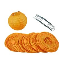 4" Orange Round Paper Lantern, Even Ribbing, Hanging Decoration 10 Pack 