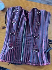 Corset Bustier M Red Satin Black Lace Sexy Costume Saloon Girl Ren Fair Wench