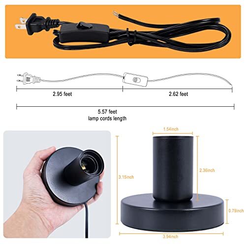 Industrial Table Lamp Base,Small Polished Metal Desktop Light Sockets Base On... - Picture 4 of 6
