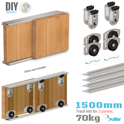 Schiebetür Schienensystem 2 Tür Zahnrad Set für Garderobe Ares 70 kg / 1500 mm