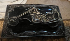VINTAGE BELT BUCKLE----PEWTER CHOPPER