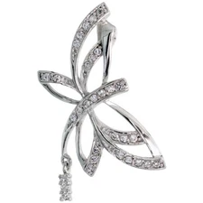 925 Sterling Silver Pave CZ Butterfly Slide Pendant 1 9/16 Inch (39mm) Tall